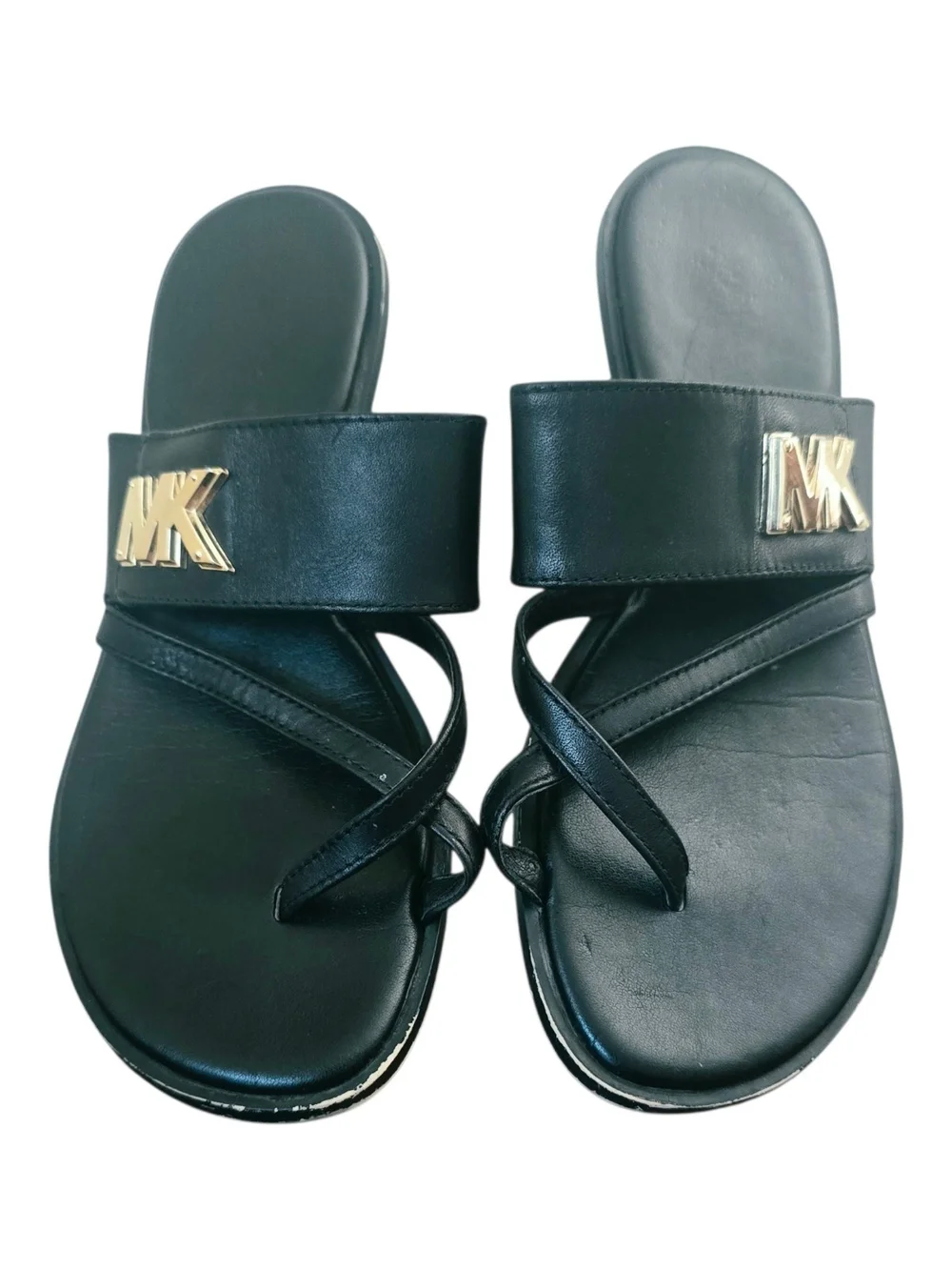 Michael Kors Black Leather Toe Loop Sandals Size 5.5M
